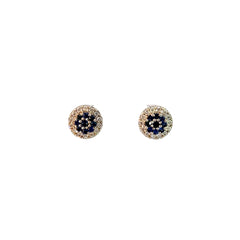 Aretes tipo ilusión Zafiros y Diamantes - Oro blanco
