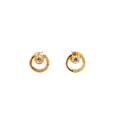 Aretes Circulo con circones - Oro amarillo