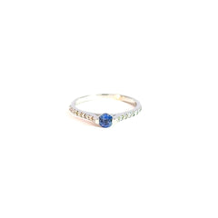 Anillo Zafiro Azul y diamantes - Oro blanco