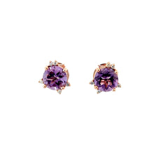Aretes Amatista con moissanitas - Oro rosado