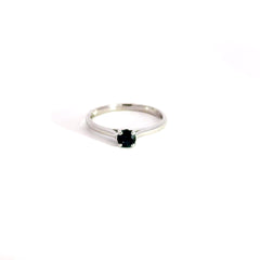 Anillo solitario Zafiro azul - Oro blanco
