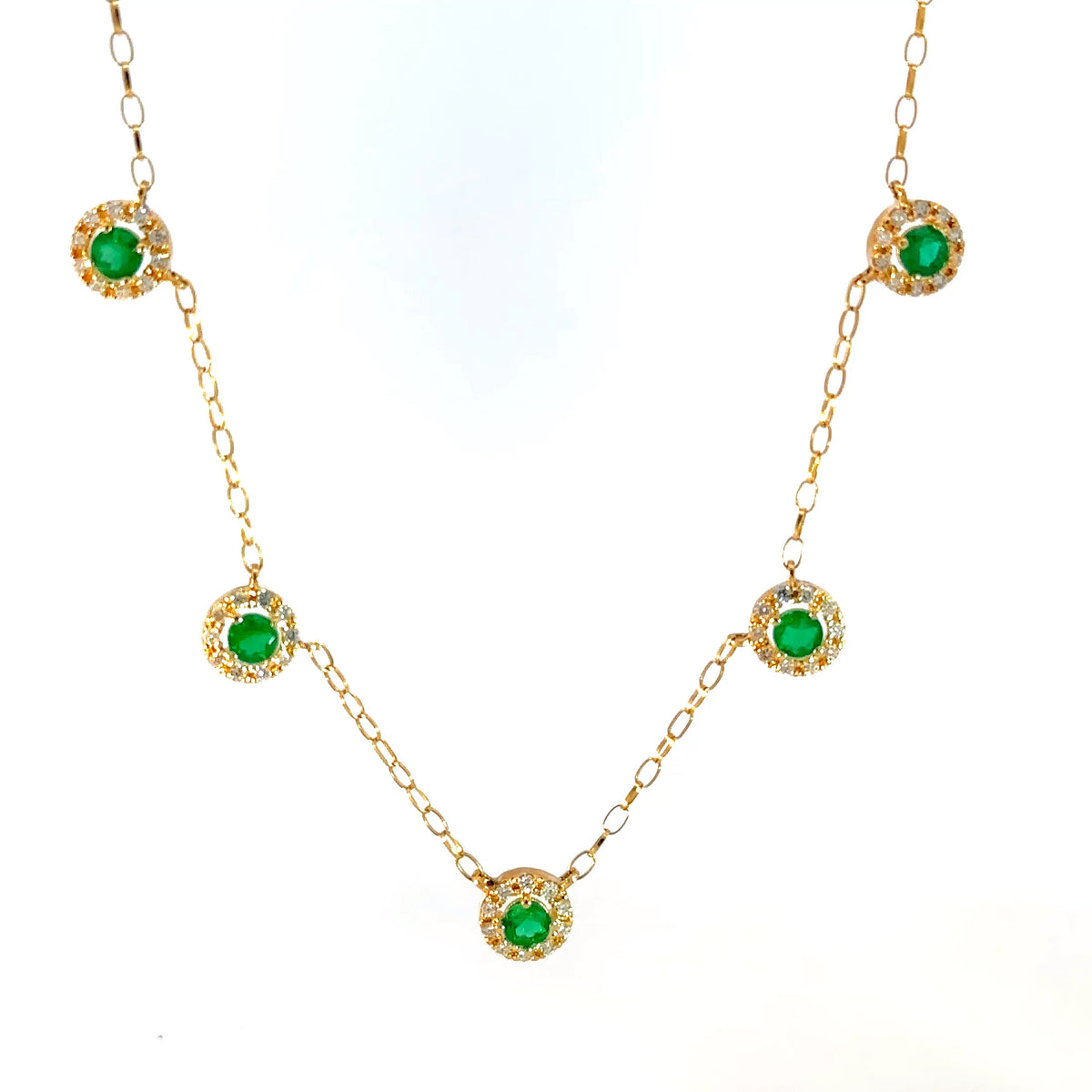 Gargantilla esmeraldas halo diamantes