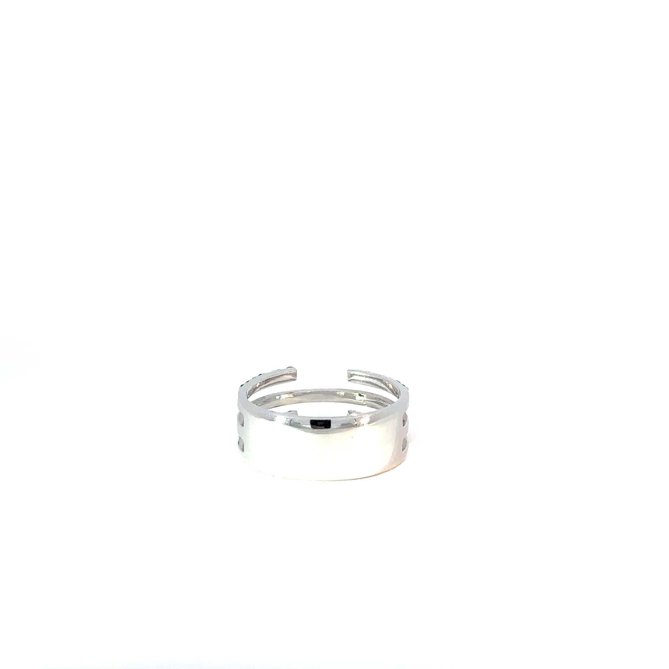 Anillo oro blanco esmeraldas aros abiertos