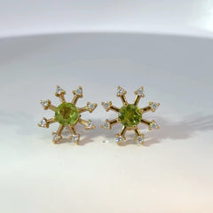 Aretes oro amarillo Citrino y Moissanitas