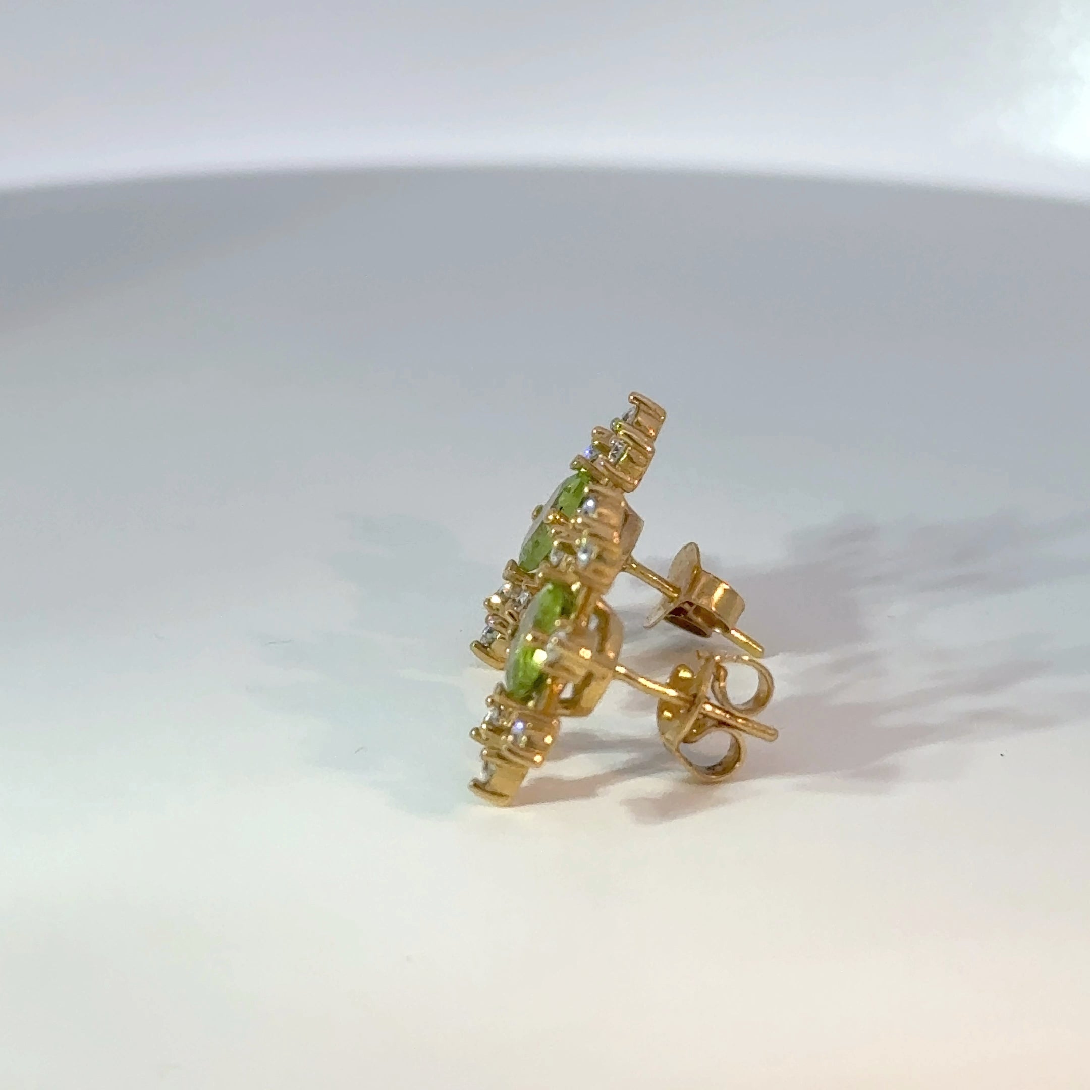 Aretes oro amarillo Citrino y Moissanitas