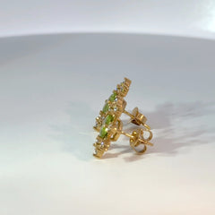 Aretes oro amarillo Citrino y Moissanitas