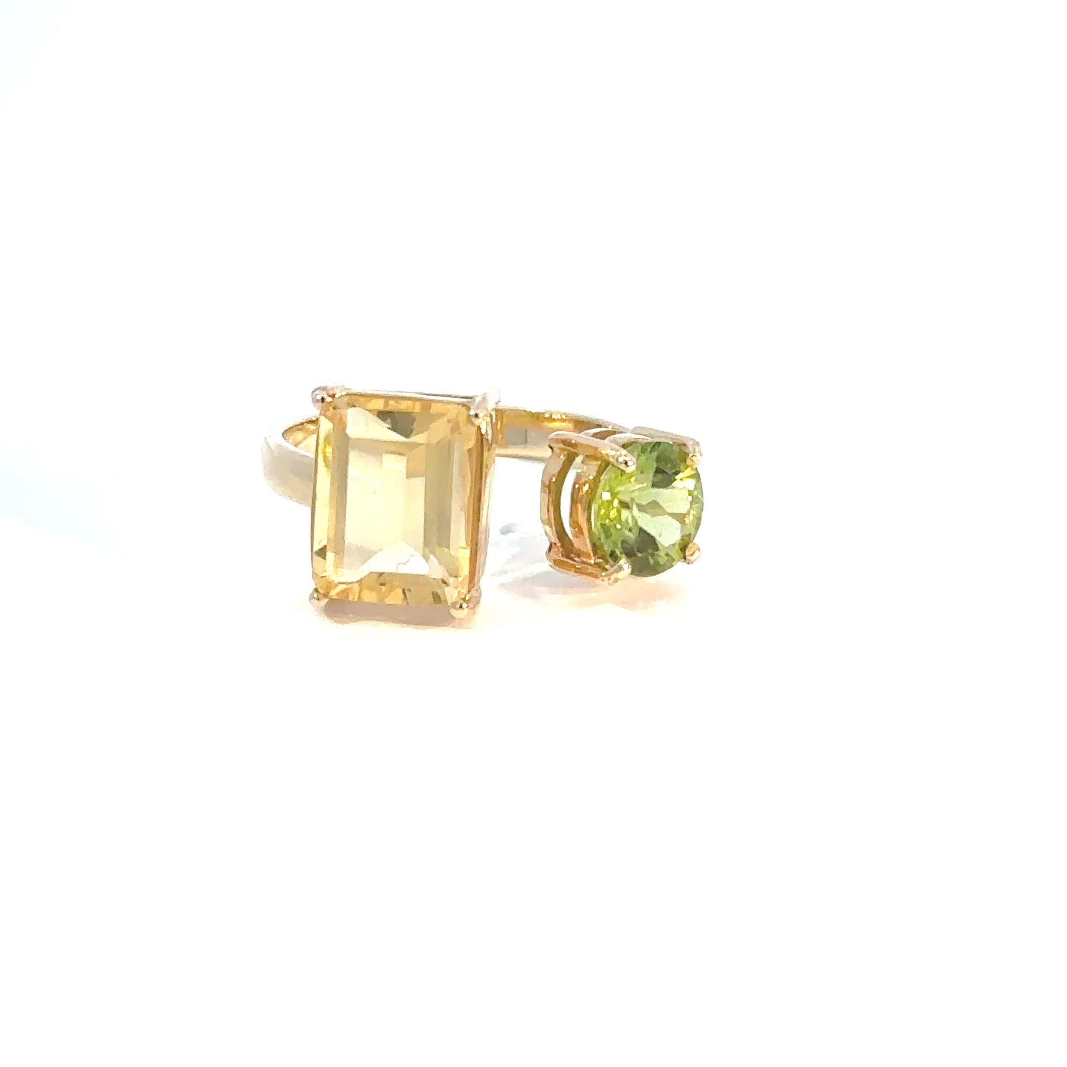 Anillo de Oro Amarillo con citrino y peridot