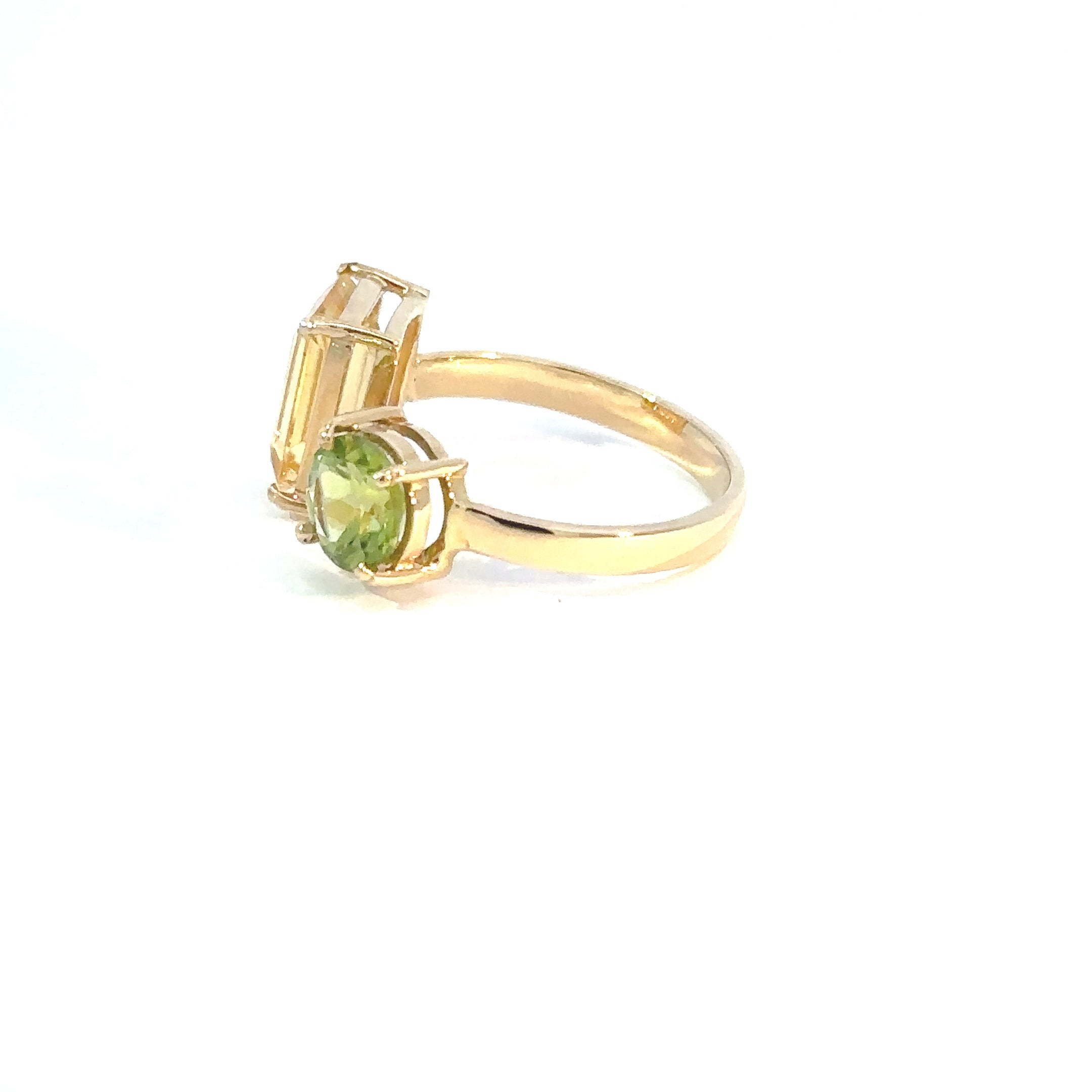 Anillo de Oro Amarillo con citrino y peridot
