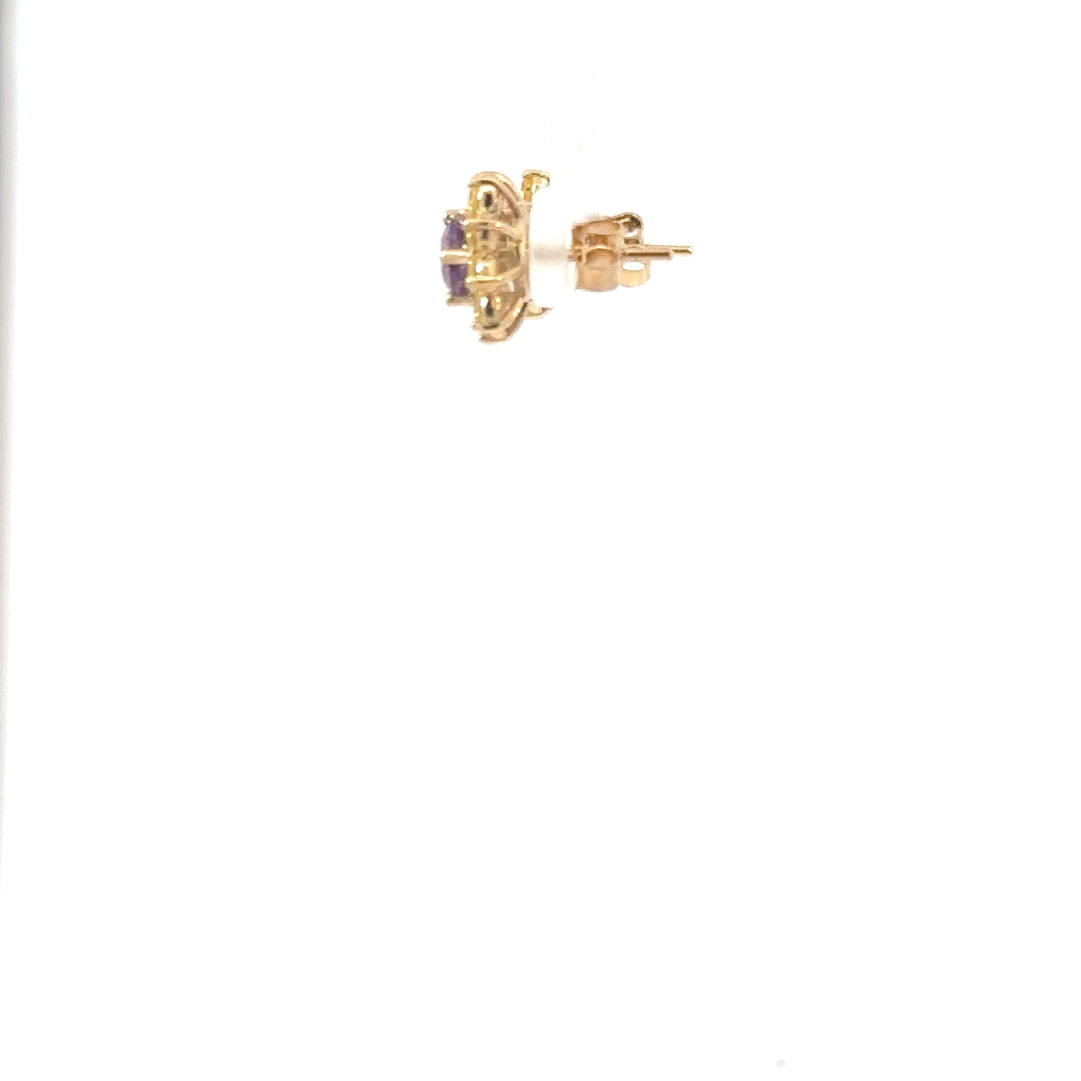 Aretes oro amarillo citrinos y amatistas