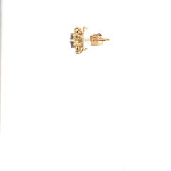 Aretes oro amarillo citrinos y amatistas