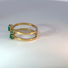 Anillo oro amarillo trio esmeraldas