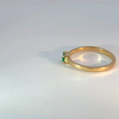 Anillo Solitario de Oro con Esmeralda baguette