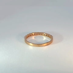 Anillo cintillo oro rosado zafiros rosa