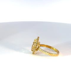 Anillo cluster oro amarillo Citrino y Moissanitas