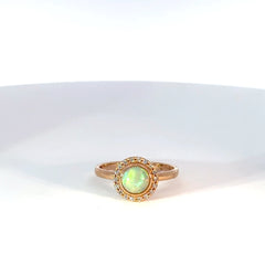 Anillo oro rosado Ópalo natural y diamantes