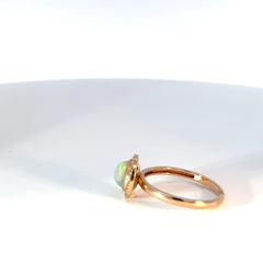 Anillo oro rosado Ópalo natural y diamantes