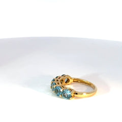 Anillo cintillo oro amarillo topacio swiss blue
