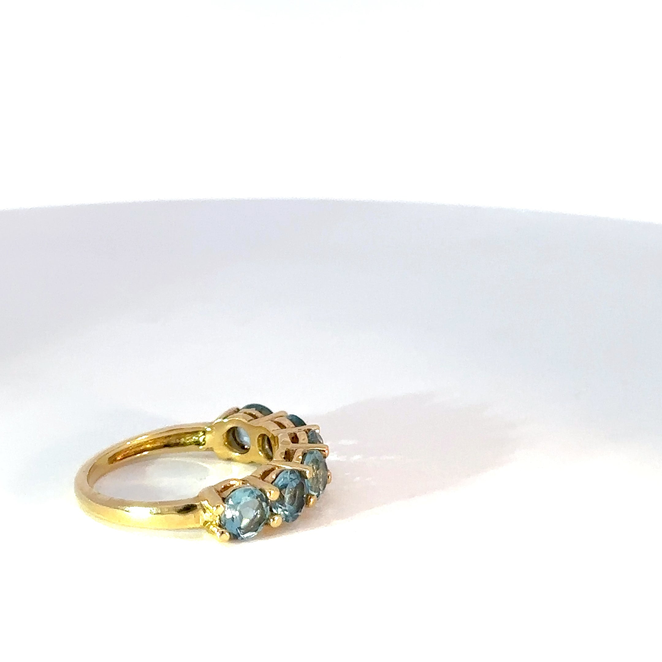 Anillo cintillo oro amarillo topacio swiss blue