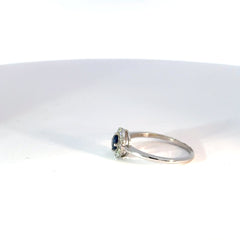 Anillo oro blanco zafiro natural y diamantes