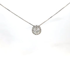 Dije Halo en Oro Blanco y Diamantes