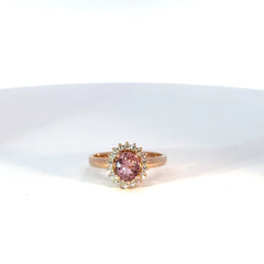 Anillo de Oro Rosa con Turmalina Ovalada Rosada
