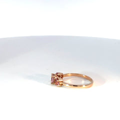 Anillo Trío de Tourmalinas Rosadas en Oro Rosa