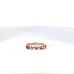 Anillo Cintillo en Oro Rosa con Zafiros Multicolor