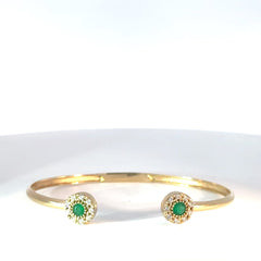 Pulsera  en Oro Amarillo con Esmeraldas y Diamantes