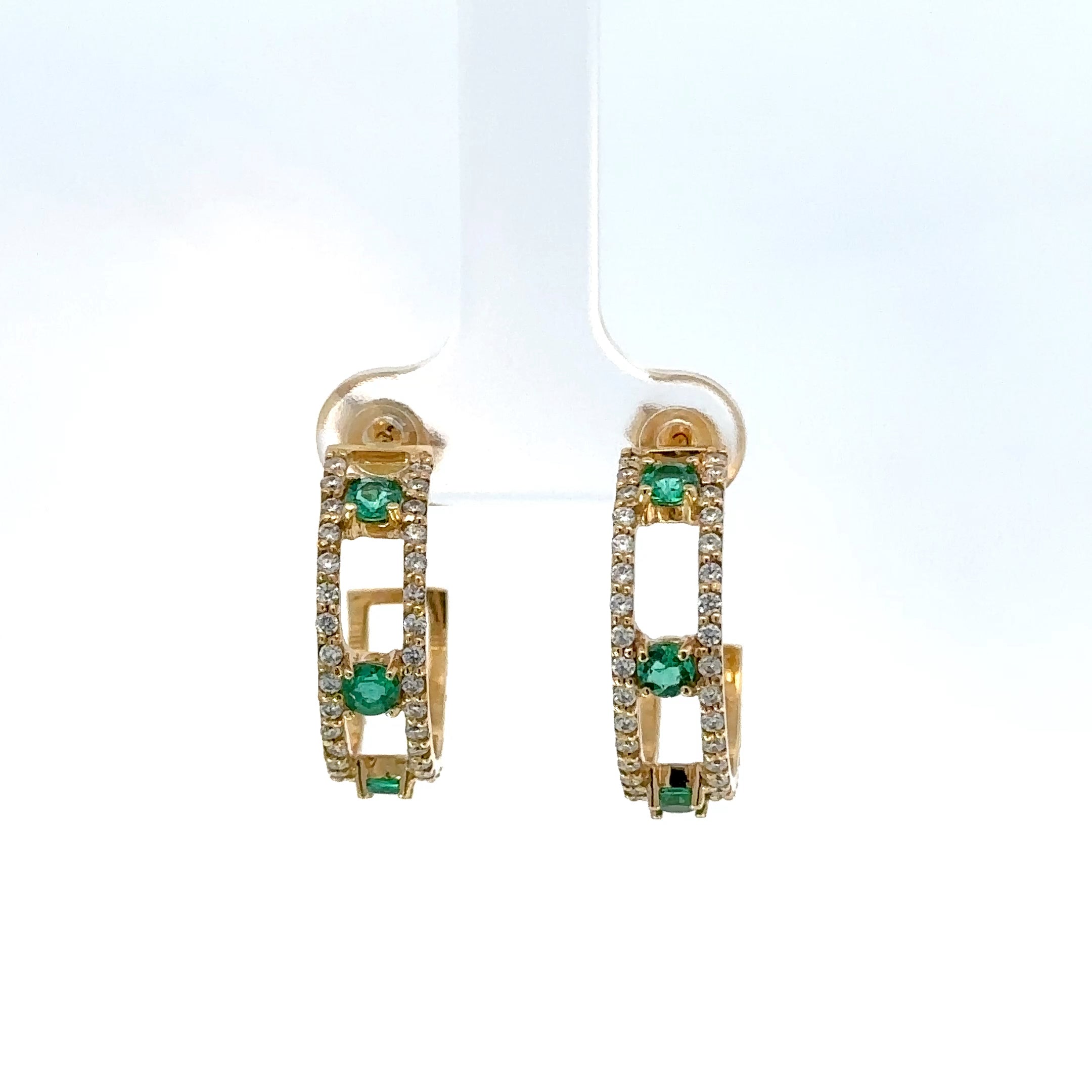 Candongas oro esmeraldas y moissanita