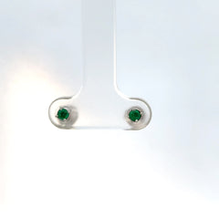 Aretes Esmeralda solitario oro blanco