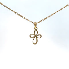 Dije Cruz silueta en Oro Amarillo y circones