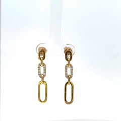 Aretes bambalinas en oro amarillo con moissanitas