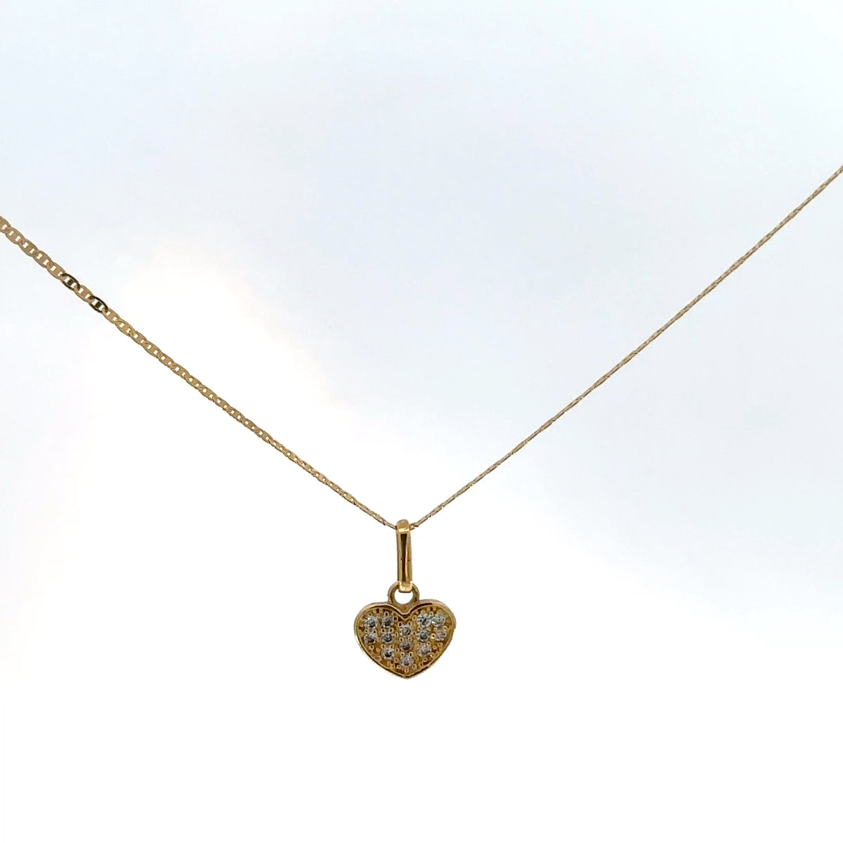 Dije de Corazón en Oro Amarillo y circones