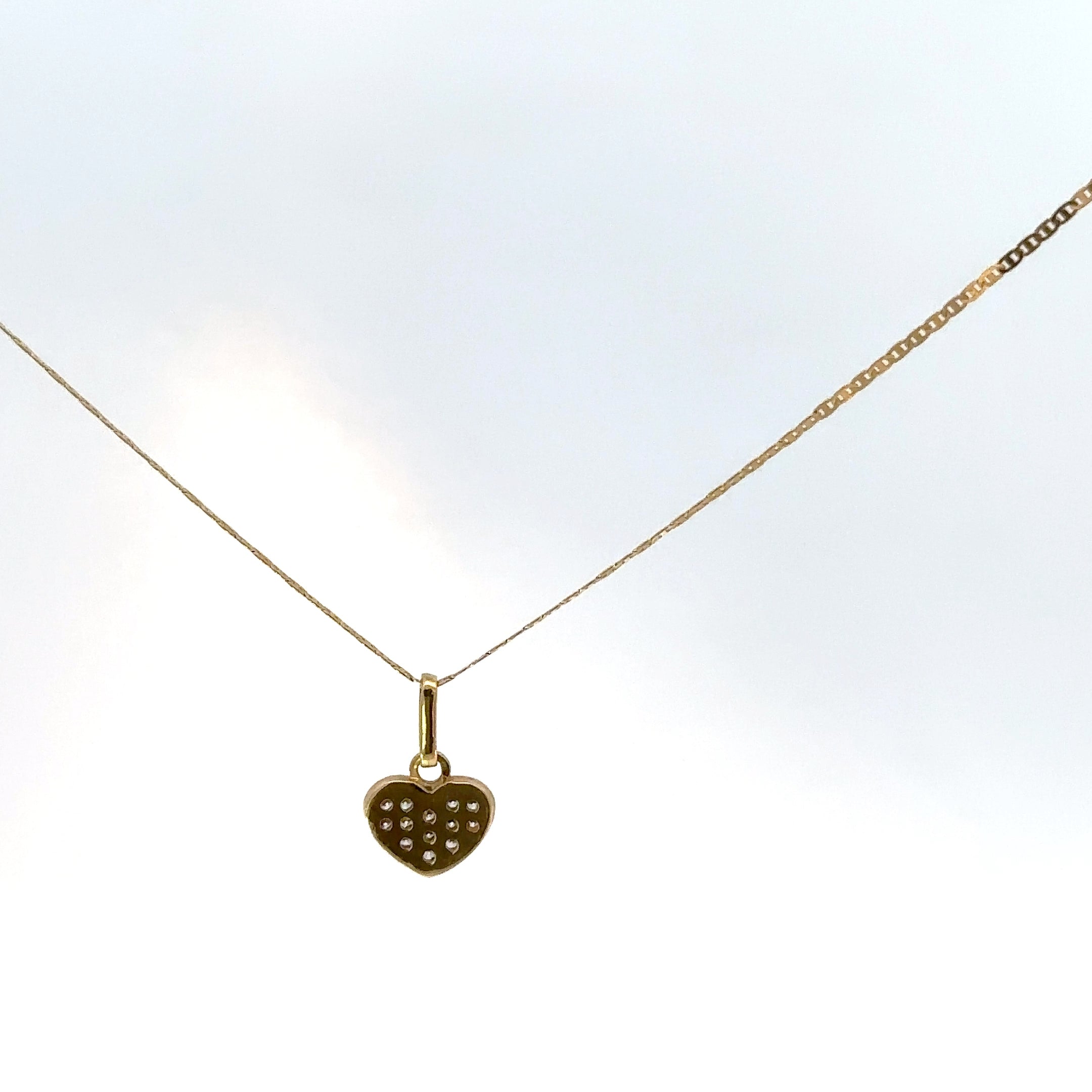 Dije de Corazón en Oro Amarillo y circones