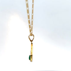 Dije Triángulo con Esmeralda y Diamantes en Oro Amarillo