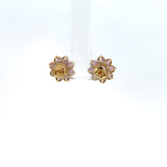 Aretes oro amarillo Turmalina rosa y amatistas
