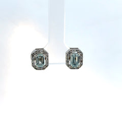 Aretes Aguamarina con diamantes oro blanco