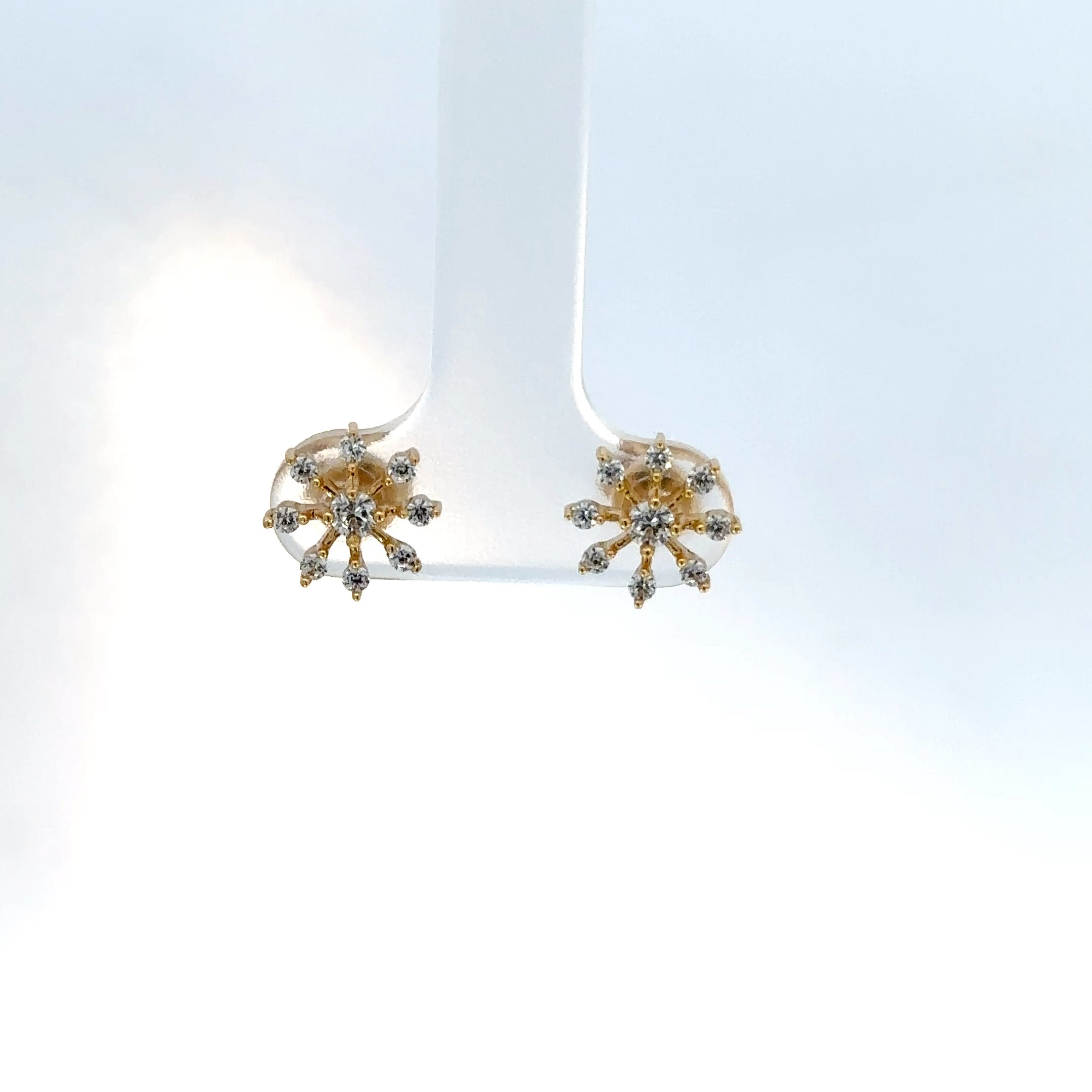 Aretes copo de nieve oro amarillo circones