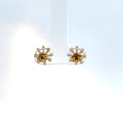 Aretes copo de nieve oro amarillo circones