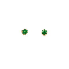 Aretes pequeños ilusión Esmeraldas - Oro amarillo