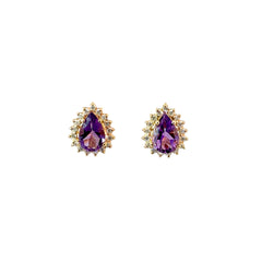 Aretes Amatista cluster moissanitas