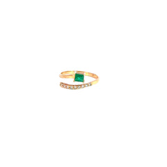 Anillo cruzado abierto Esmeralda y Diamantes - Oro rosado