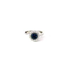 Anillo Topacio London blue con moissanitas