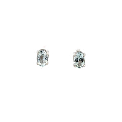 Aretes Aguamarina oval - Oro blanco