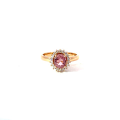 Anillo Turmalina rosada cluster Diamantes
