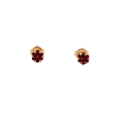 Aretes pequeños ilusión Rubíes - Oro amarillo