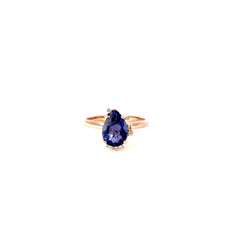 Anillo Iolita con Diamantes - Oro rosado
