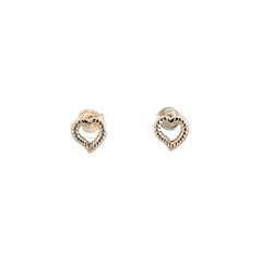 Aretes Corazón Silueta Gravada - Oro blanco