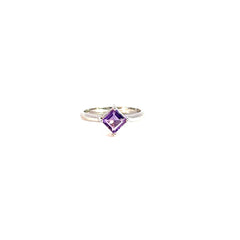 Anillo Amatista - Oro blanco
