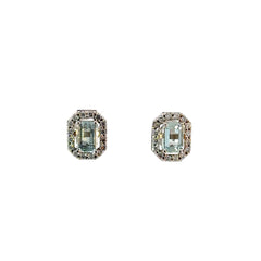 Aretes Aguamarina con diamantes oro blanco